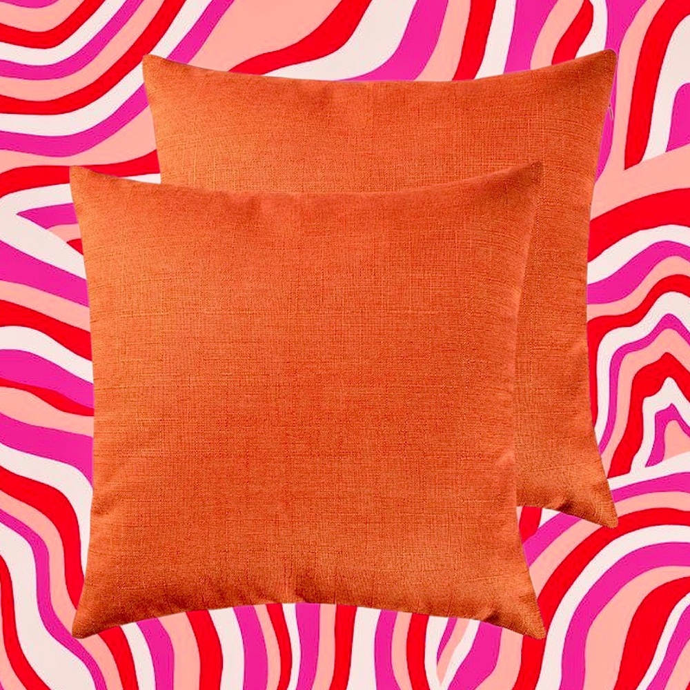 Luxury Home | Sophisticated Tangerine Textured Faux Linen Throw Pillow Covers